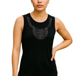 L C  Couture Elegant Black Studded Black Tank Top Sz. M